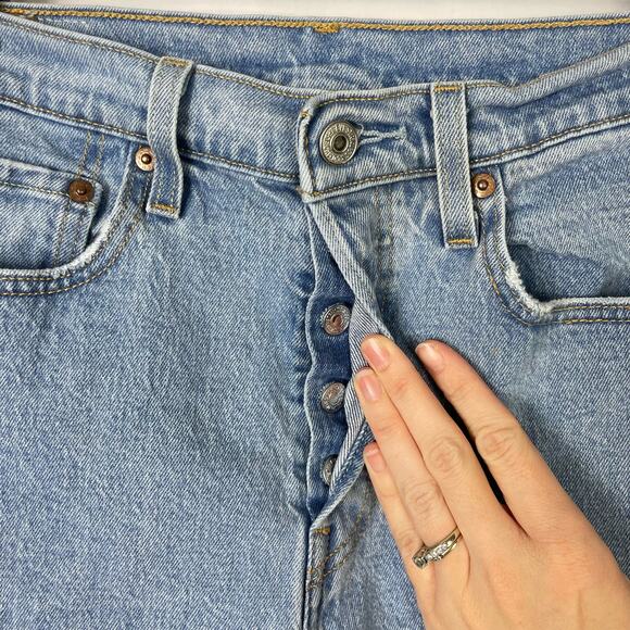 Levi's 501 S XX Sz 28 Button Fly Raw Hem Skinny Leg High Rise Cropped Jeans - Picture 5 of 9